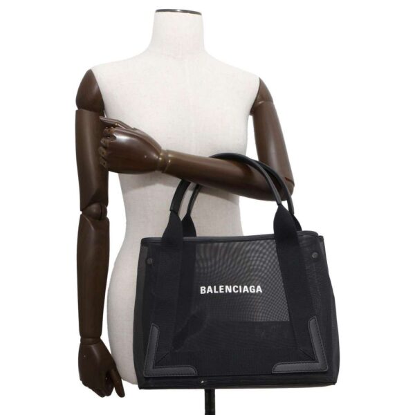 9819719 04 Balenciaga Blue Cabas S Mesh Tote Bag Black