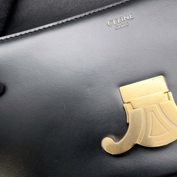 9819764 11 Celine Triomphe Claude Calf Leather Shoulder Bag Black