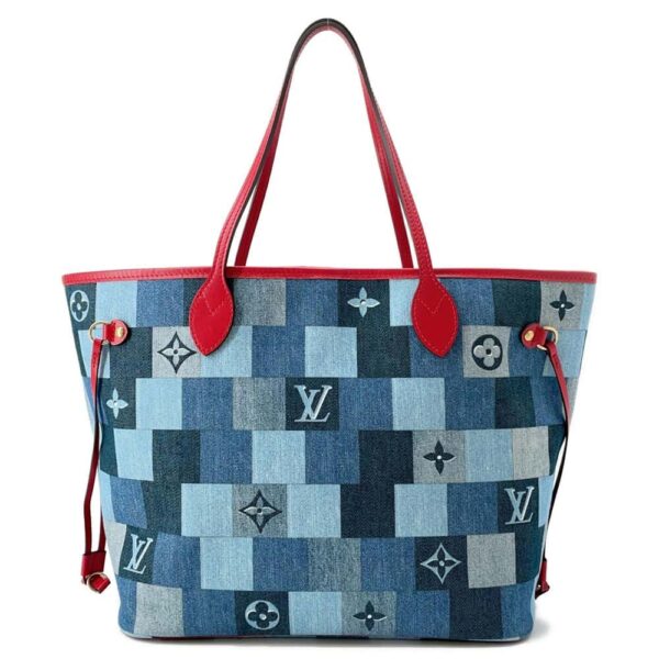 9819979 01 Louis Vuitton Monogram Denim Square Patchwork Neverfull Tote Bag