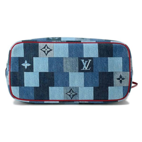 9819979 03 Louis Vuitton Monogram Denim Square Patchwork Neverfull Tote Bag