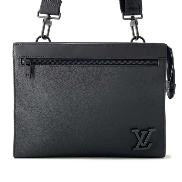 9820357 01 Louis Vuitton Aerogram Leather Messenger Voyage Clutch Black