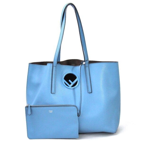 98215a Fendi Tote Bag Shopping Leather Blue