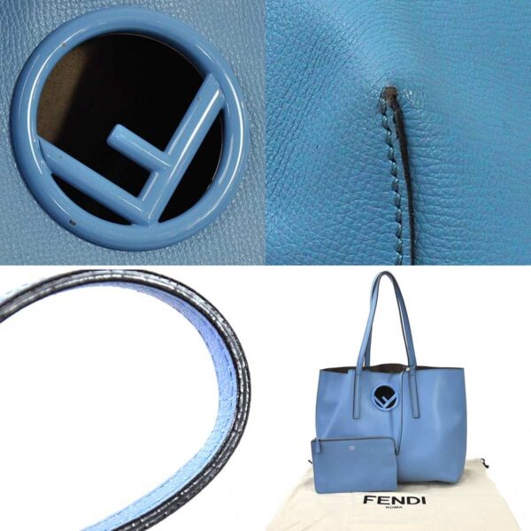 98215a 2 Fendi Tote Bag Shopping Leather Blue