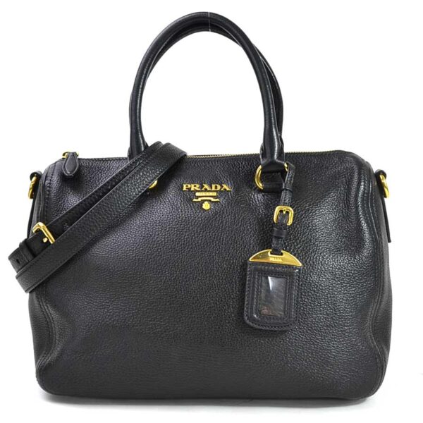 98240c Prada 2Way Handbag Leather Black