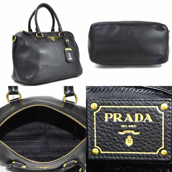 98240c 1 Prada 2Way Handbag Leather Black