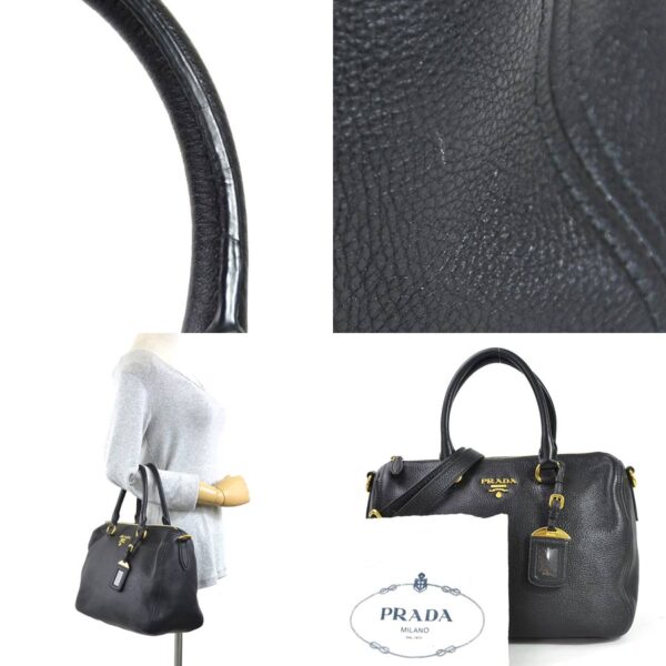 98240c 2 Prada 2Way Handbag Leather Black