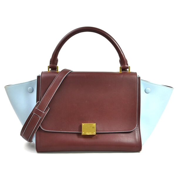 98264a Celine Trapeze 2Way Bag Leather Bordeaux Blue