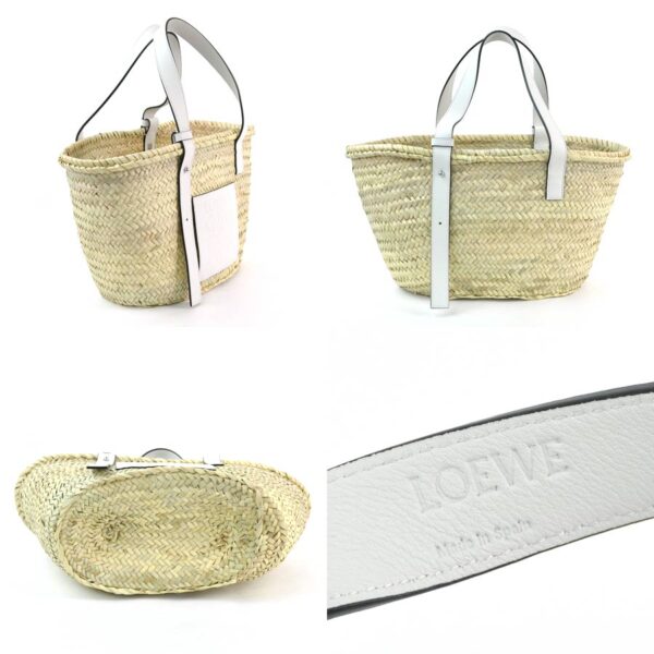 98320d 1 Loewe Anagram Basket Raffia Calf Handbag Natural White