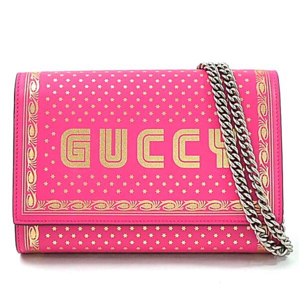 98328 Gucci Chain Shoulder Bag Leather Pink