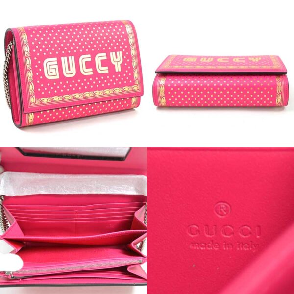 98328 1 Gucci Chain Shoulder Bag Leather Pink