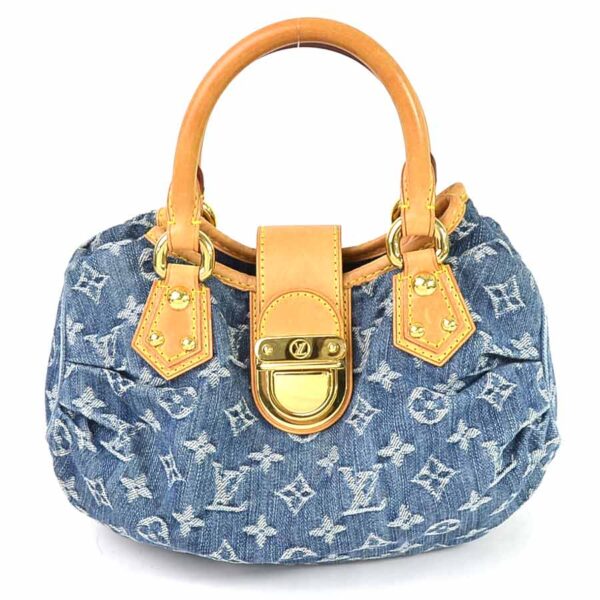 98332a Louis Vuitton Pleaty Denim Handbag Monogram Denim Blue