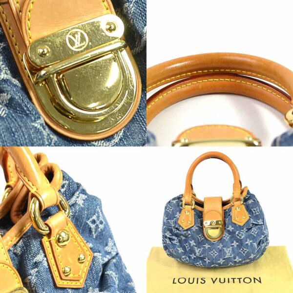 98332a 2 Louis Vuitton Pleaty Denim Handbag Monogram Denim Blue