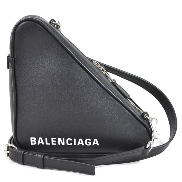 98335e Balenciaga Triangle Leather Crossbody Shoulder Bag Black White