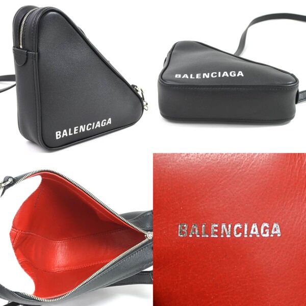 98335e 1 Balenciaga Triangle Leather Crossbody Shoulder Bag Black White