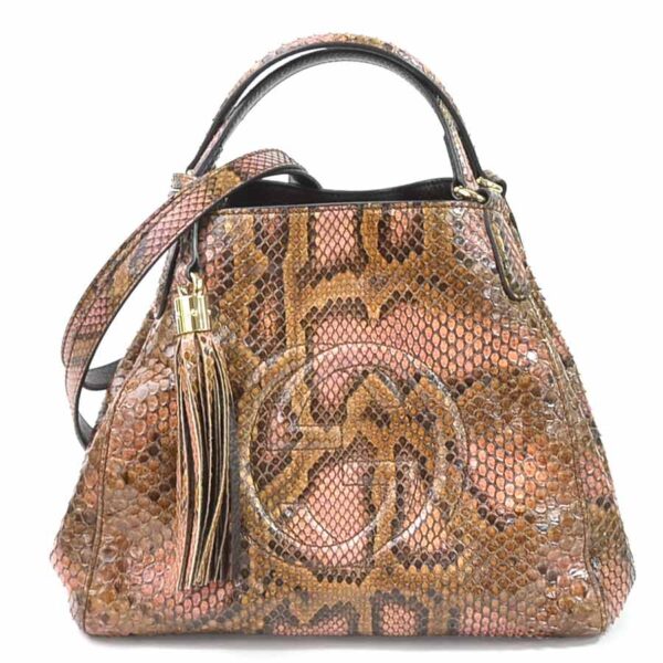 98360f Gucci 2Way Handbag Python Pink