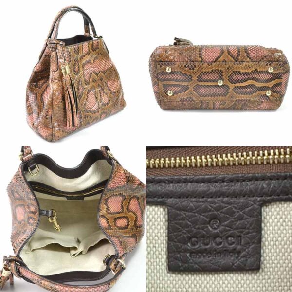 98360f 1 Gucci 2Way Handbag Python Pink