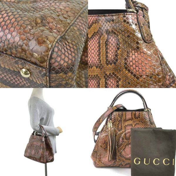 98360f 2 Gucci 2Way Handbag Python Pink