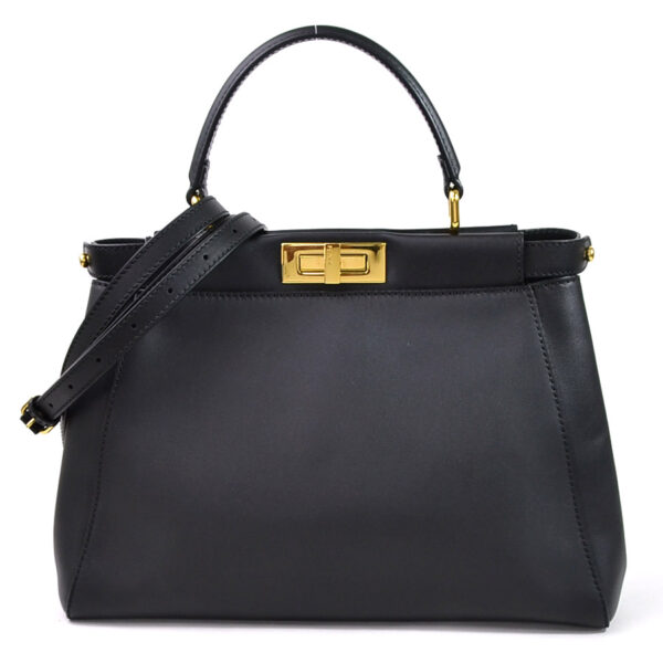 98380b Fendi 2Way Peekaboo Bag Leather Black