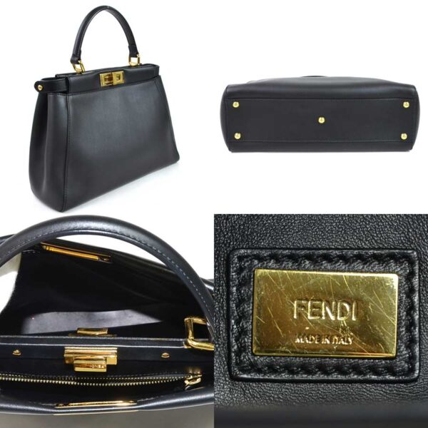 98380b 1 Fendi 2Way Peekaboo Bag Leather Black