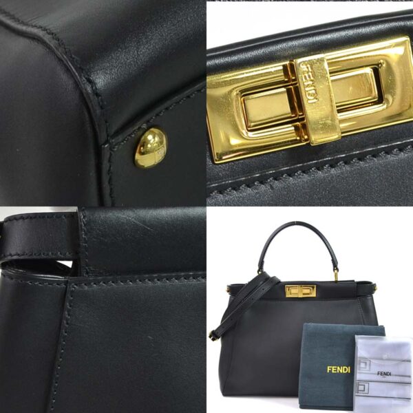 98380b 2 Fendi 2Way Peekaboo Bag Leather Black