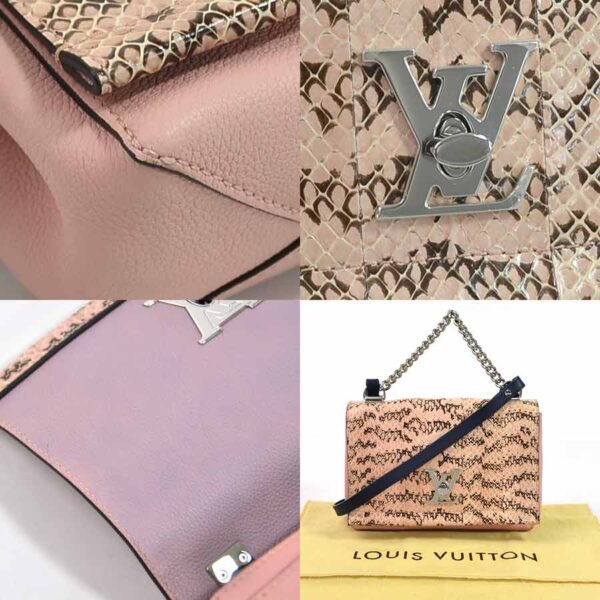 98412e 2 Louis Vuitton Lock Me 2BB Crossbody Bag Python Leather Pink