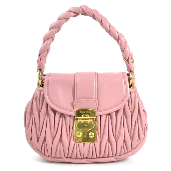 98437f Miu Miu Handbag Matelasse Leather Pink