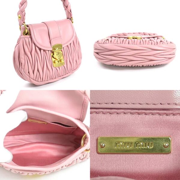 98437f 1 Miu Miu Handbag Matelasse Leather Pink