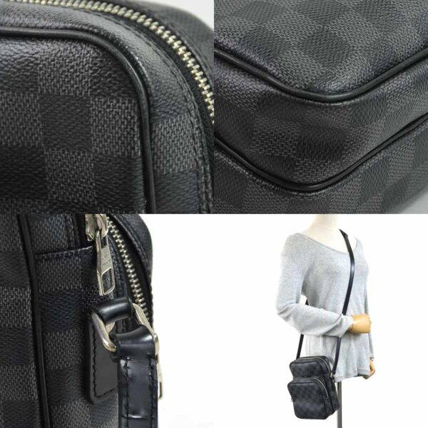 98450d 2 Louis Vuitton Rem Shoulder Bag Damier Graphite Canvas Black Gray