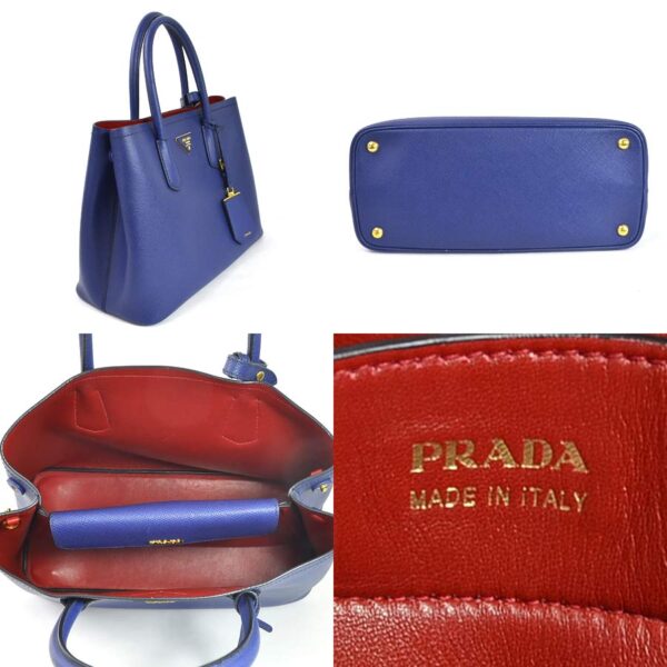 98476f 1 Prada 2Way Handbag Saffiano Cuir Leather Inchiostro