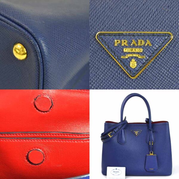 98476f 2 Prada 2Way Handbag Saffiano Cuir Leather Inchiostro