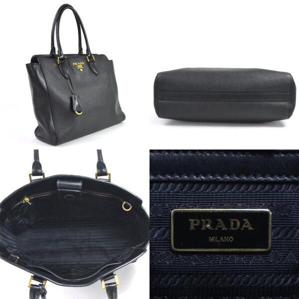 98517a 1 Prada 2Way Handbag Saffiano Soft Leather Black