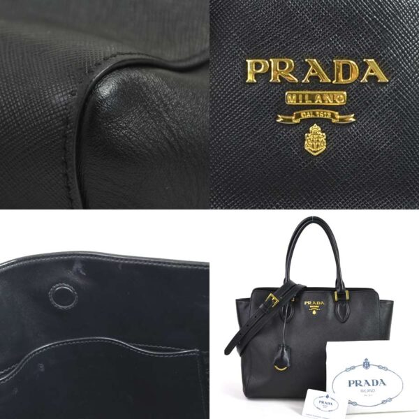 98517a 2 Prada 2Way Handbag Saffiano Soft Leather Black