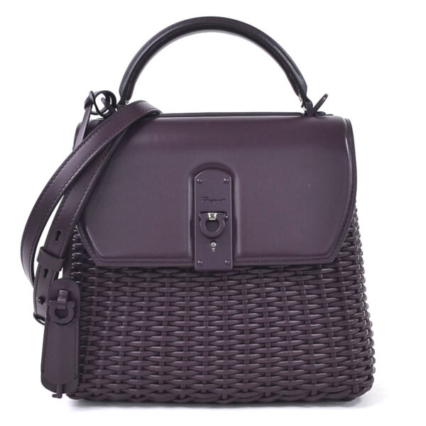 98556b Salvatore Ferragamo Gancini 2Way Bag Shoulder Bag Leather Purple