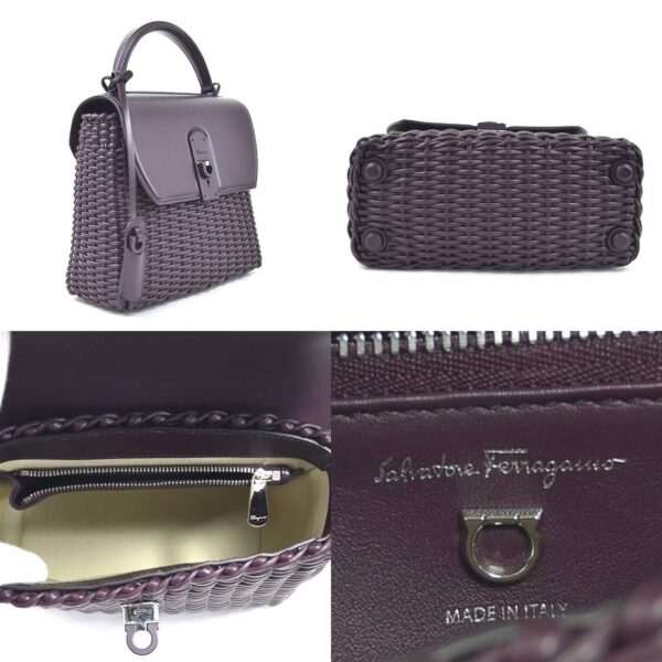 98556b 1 Salvatore Ferragamo Gancini 2Way Bag Shoulder Bag Leather Purple