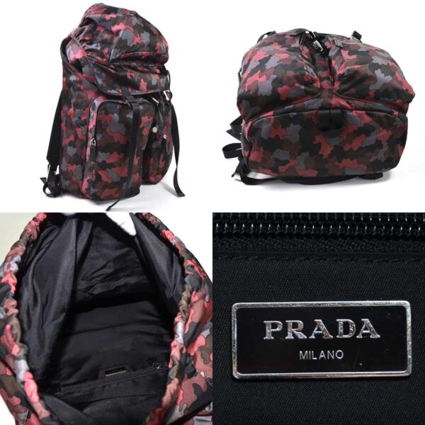 98600a 1 Prada Rucksack Tessuto Stampat Nylon Red Multicolor