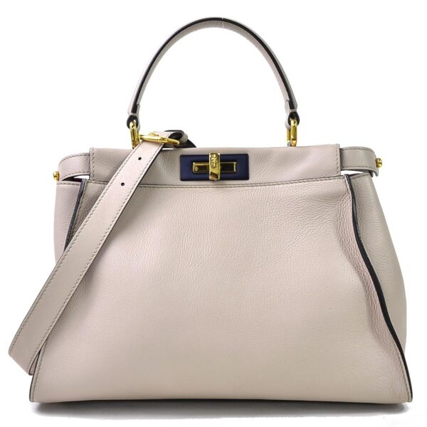 98608f Fendi 2Way Peekaboo Bag Leather Gray