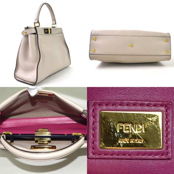 98608f 1 Fendi 2Way Peekaboo Bag Leather Gray