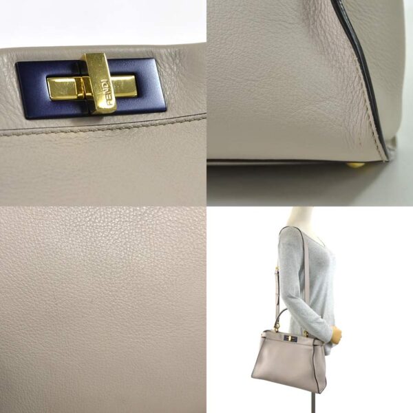 98608f 2 Fendi 2Way Peekaboo Bag Leather Gray