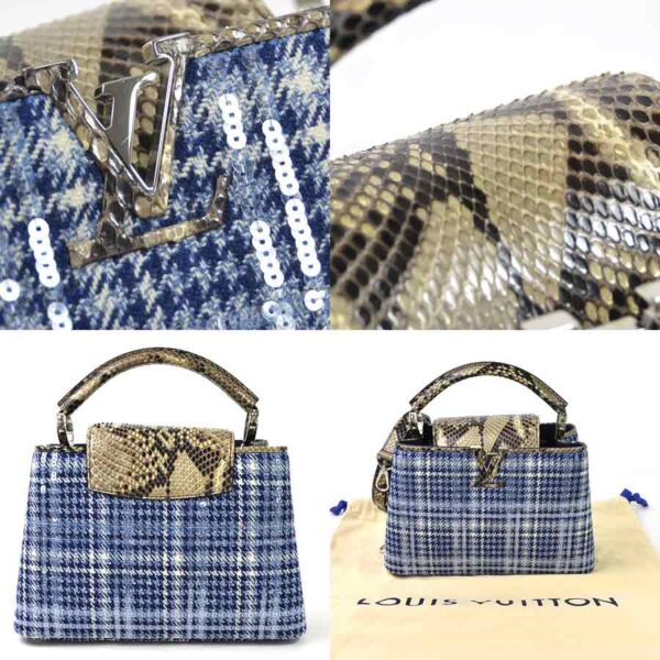 98610a 2 Louis Vuitton Capucines BB 2Way Bag Tweed Python Blue