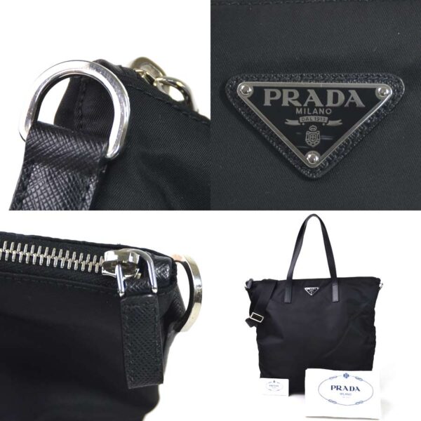 98615g 2 Prada 2Way Handbag Vela Nylon Black