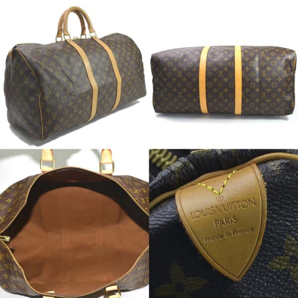 98633b 1 Louis Vuitton Keepall 55 Bag Monogram Canvas Brown