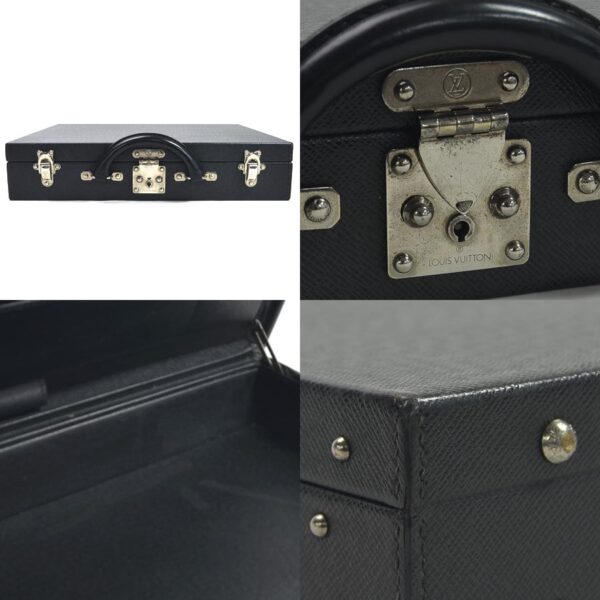 98636a 2 Louis Vuitton Diplomat Attaché Case Taiga Leather Black