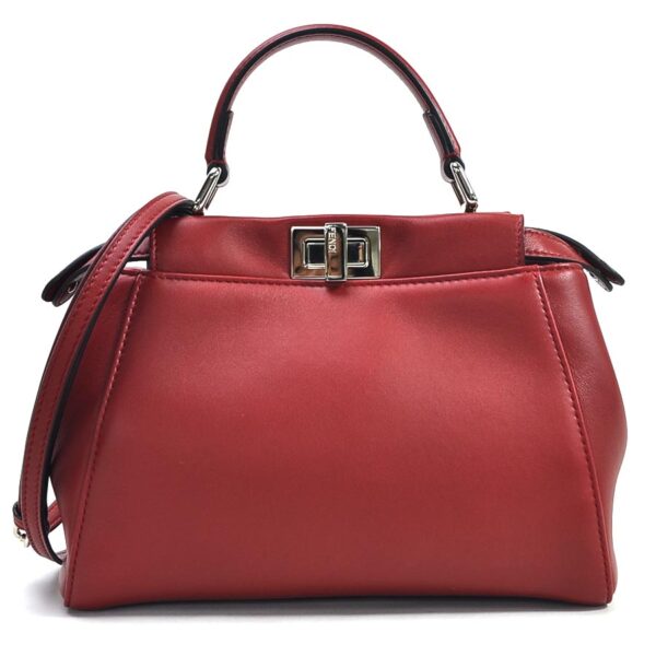 98639f Fendi 2Way Peekaboo Mini Monster Bag Leather Python Red