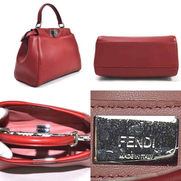 98639f 1 Fendi 2Way Peekaboo Mini Monster Bag Leather Python Red