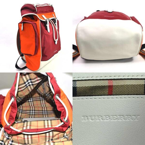 98646a 1 Burberry Nylon Leather Backpack Red Orange White