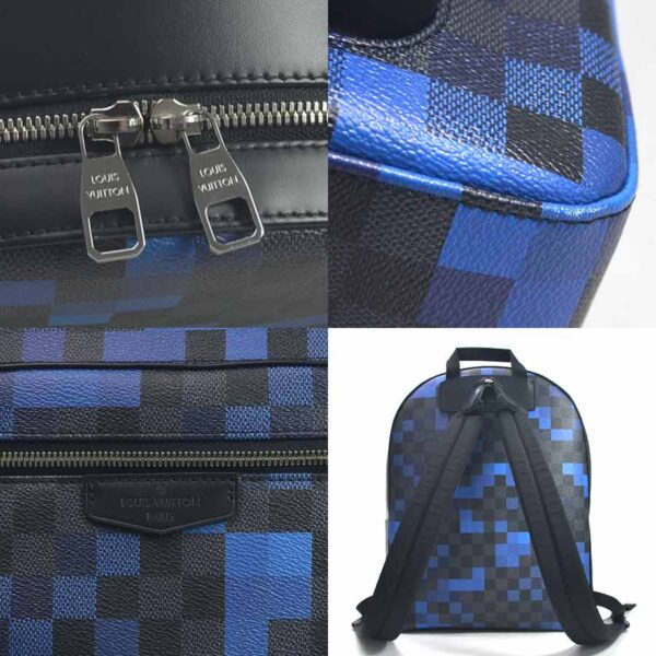 98685a 2 Louis Vuitton Pixel Josh Backpack Damier Canvas Blue Black