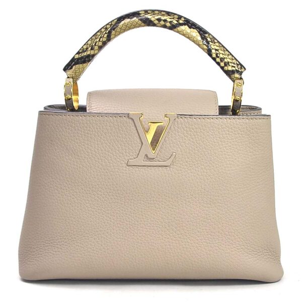 98692b Louis Vuitton Capucines BB Handbag Taurillon Leather Greige Python