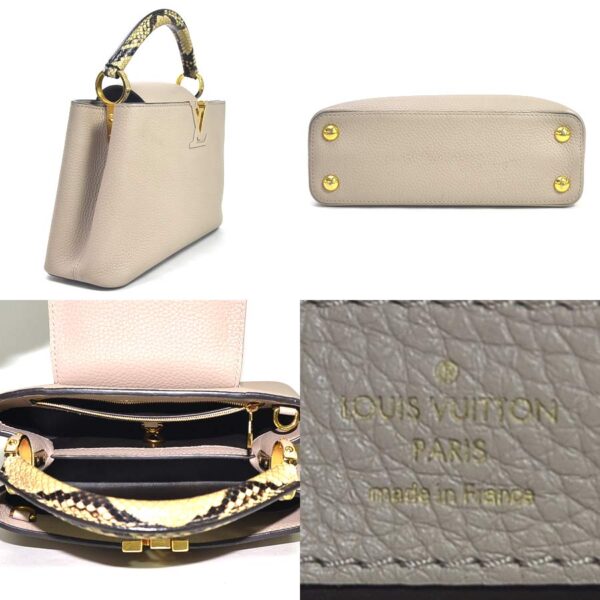 98692b 1 Louis Vuitton Capucines BB Handbag Taurillon Leather Greige Python