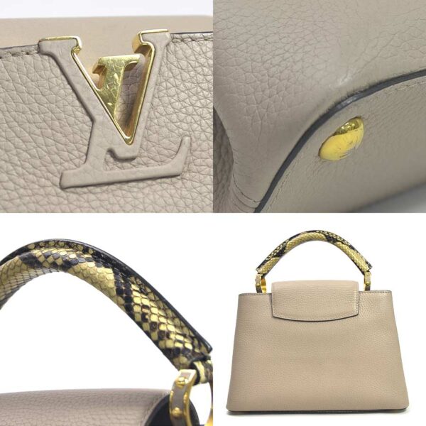 98692b 2 Louis Vuitton Capucines BB Handbag Taurillon Leather Greige Python