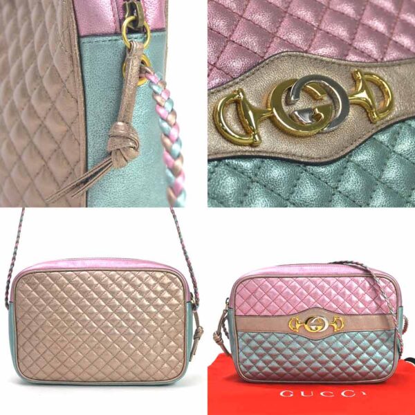 98704a 2 Gucci Horsebit Shoulder Bag Leather Pink